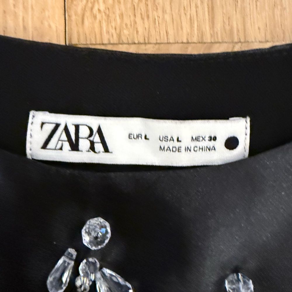 Zara Black Embellished Crop Top - Picture 3 of 5